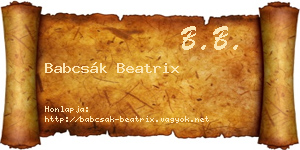 Babcsák Beatrix névjegykártya
